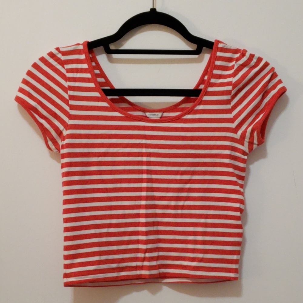 Scoop Neck Striped Crop Top